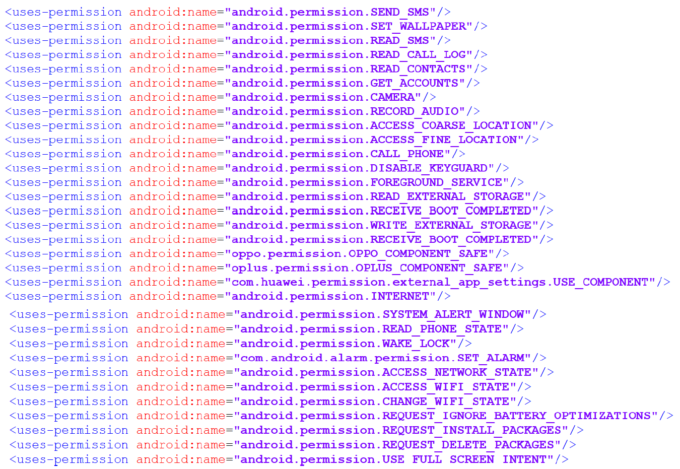Malware requested user permissions
